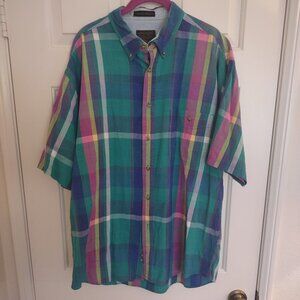 Eddie Bauer Superior Madras Men’s Shirt XL Plaid Short Sleeve Cotton Multicolor